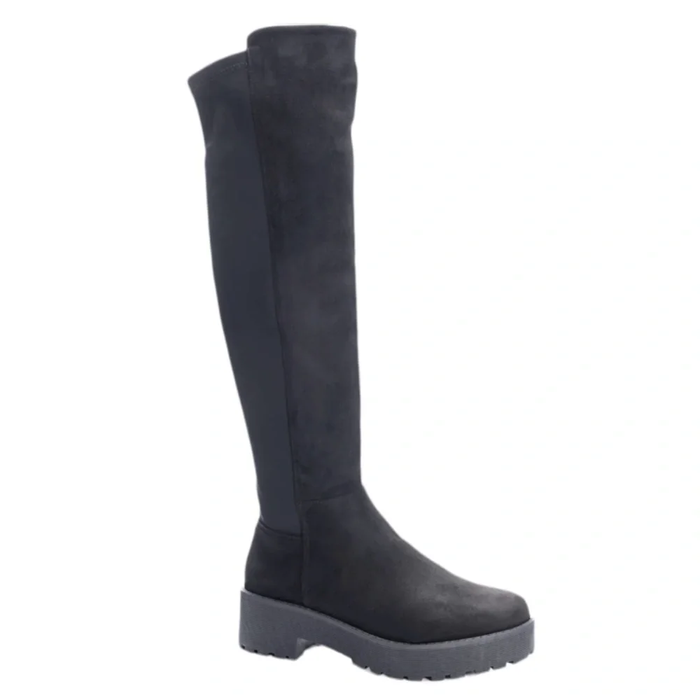 NEW! DIRTY LAUNDRY Over-The-Knee Boot Manhattan Faux Suede Lug Sole Black Size 9